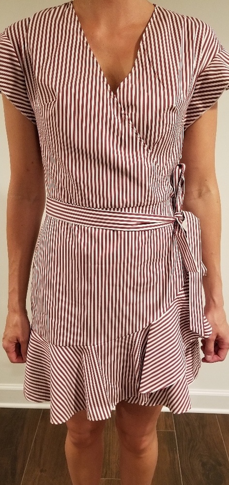 Striped Faux-wrap dress from Express